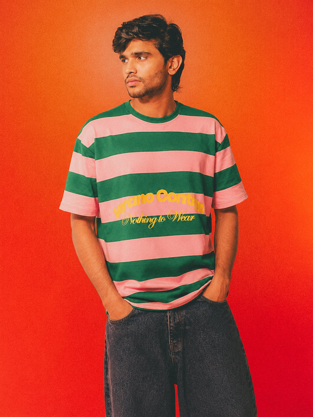 PINK & GREEN STRIPES T-SHIRT - VERANO CONTIGO