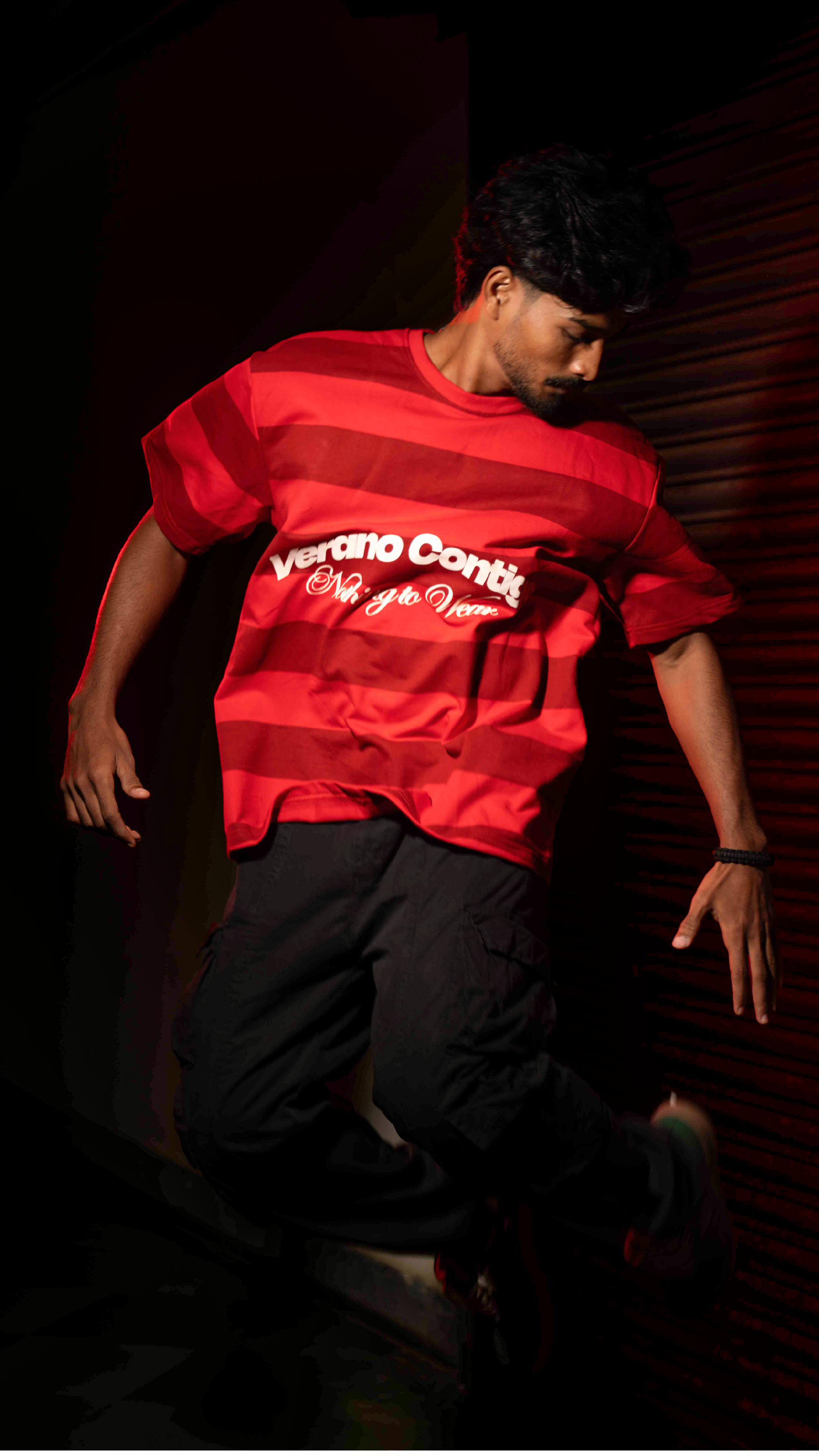 RED & BURGANDY STRIPES T-SHIRT - VERANO CONTIGO