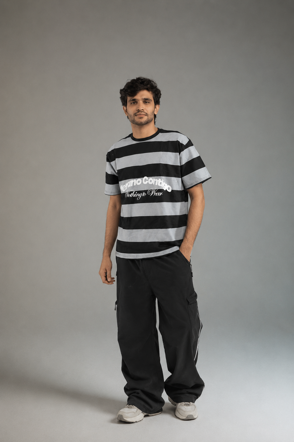 BLACK&GREY STRIPES T-SHIRT - VERANO CONTIGO