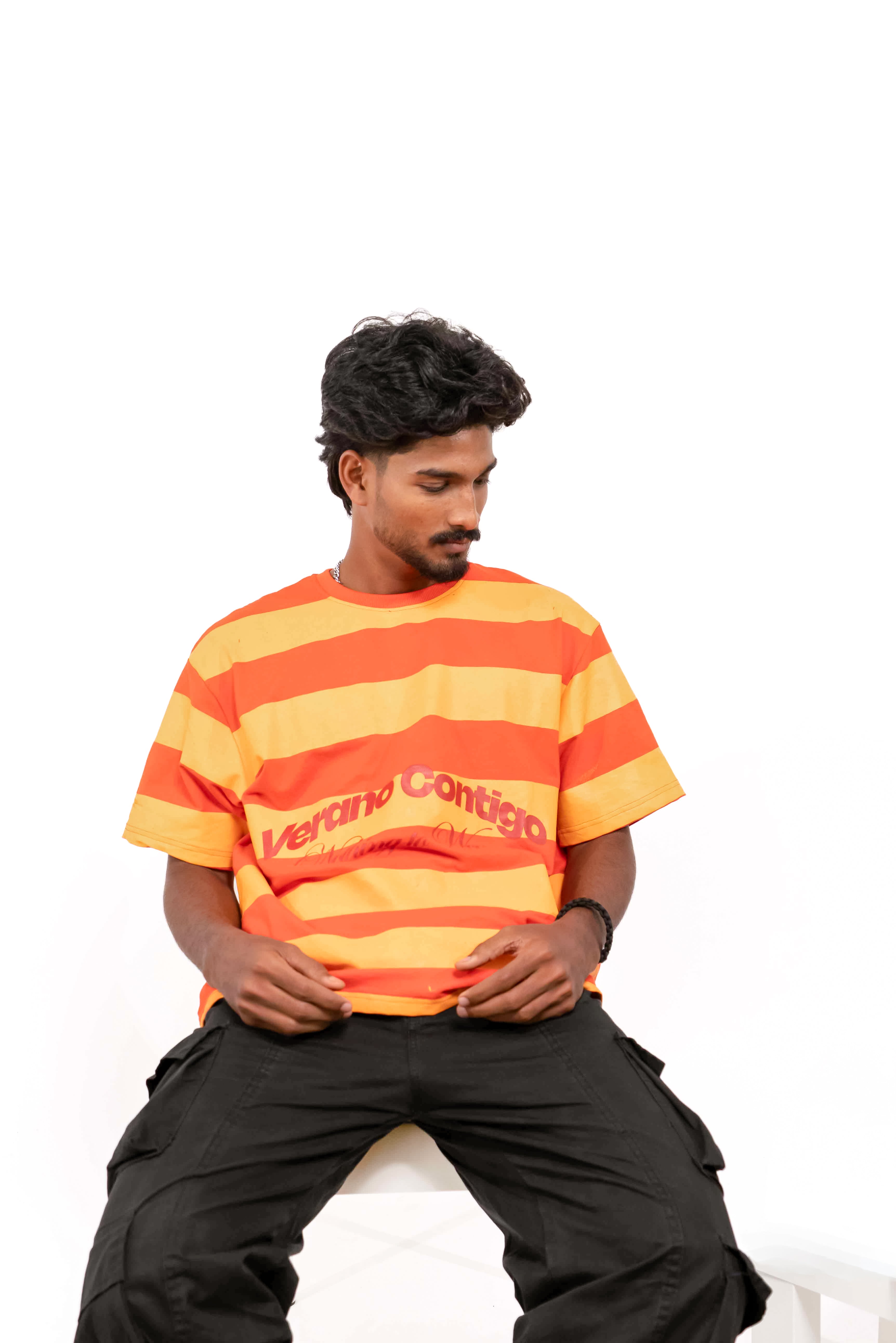 ORANGE & YELLOW STRIPES T-SHIRT - Verano Contigo
